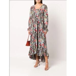 Cinq a Sept Women's Leigh Floral Print Ruffle Maxi Dress Multicolor Size 12